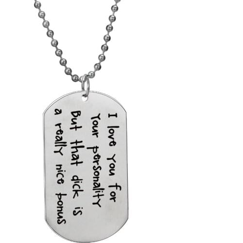 I Love You For Your Personality Beaded Necklace For Lovers Stainless Steel Husband Jewelry Dog Tag Men Boyfriend Necklaces Gift