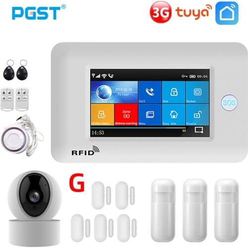PGST PG106 3G WIFI Alarm System 433MHz Smart Home with Motion Sensor Wireless Camera Burglar Alarm System