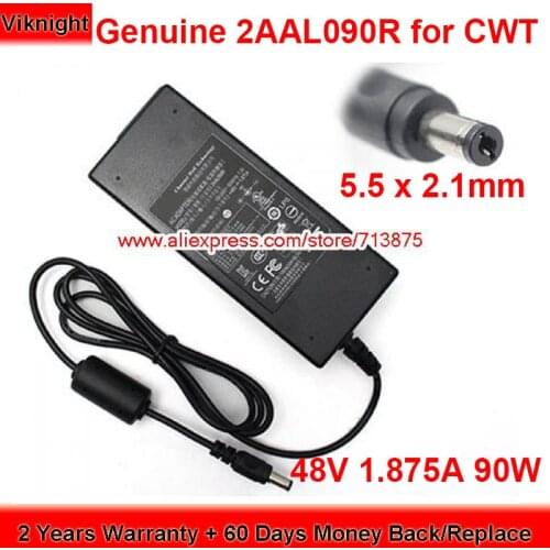 Genuine 2AAL090R 90W Charger 48V 1.875A AC Adapter for CWT with 5.5x2.1mm Plug Power Supply