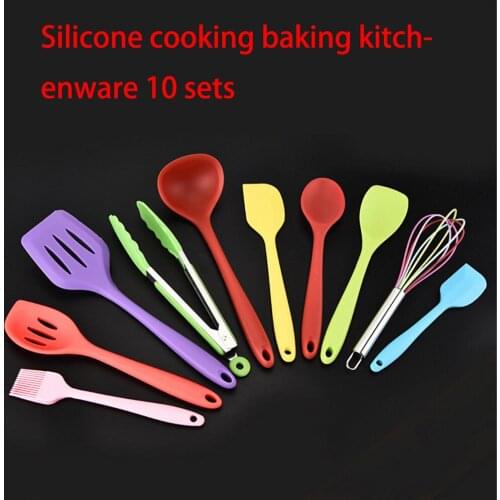 Cooking tool appliances baking 10 - piece set pot spatula scoop spoon colander Silicone kitchen utensils