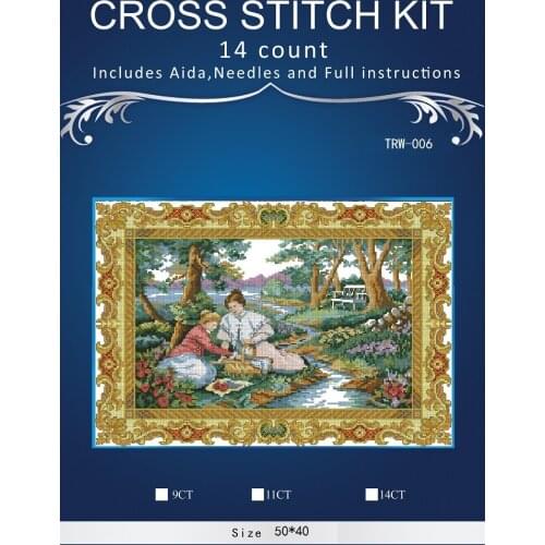 Needlework,DIY DMC 14CT unprinted Cross stitch Embroidery,People style home arts Counted White canvas Cross-Stitching 6