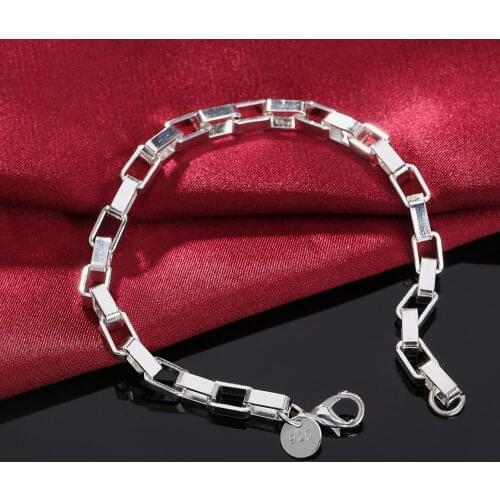 Classic 5MM box geometry chain 925 sterling silver Bracelet for man woman Fashion charm Luxury jewelry Wedding party gifts