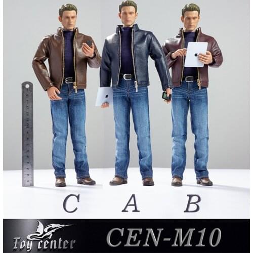 1/6 Scale CEN-M10 Male Clothing Accessories With Leather Jacket Shirt Jeans Shoes For 12 '' Action Figures Model Body
