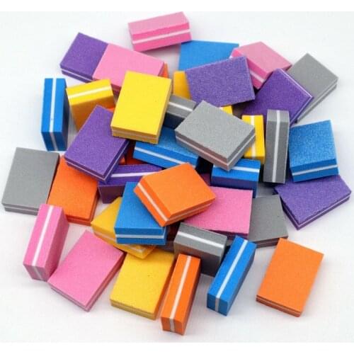 10pcs/Lot New Mini Sponge Nail Polisher Double-sided Nail File Blocks Candy Color Sanding Buffer Strips Polishing Manicure Tools