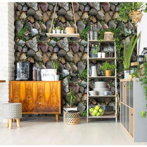 Simulation 3D Rock Stone Wall Papers Home Decor PVC Self-adhesive Wallpaper Living Room Bedroom Hotel Restaurant Wall Murals