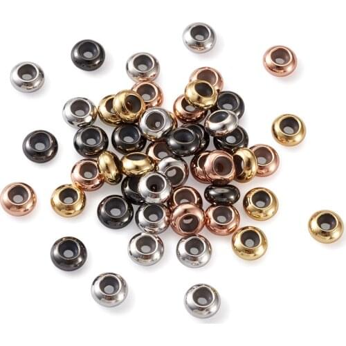 52pcs/set 7mm 4colors Mixed Brass Rondelles Loose Spacer Beads Charm Beads DIY Bracelets Beads for Jewelry Making wholesale