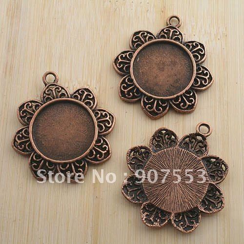 6pcs antiqued copper rim cabochon settings/photo frame G1026