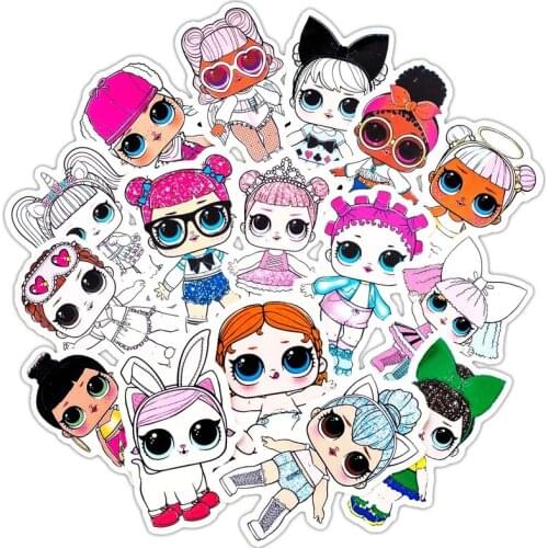 70pcs Cartoon Girl Surprise Doll Stickers for Car Motorcycle Guitar Laptop Motorcycle Suitcase Kids Toys Sticker Car Styling