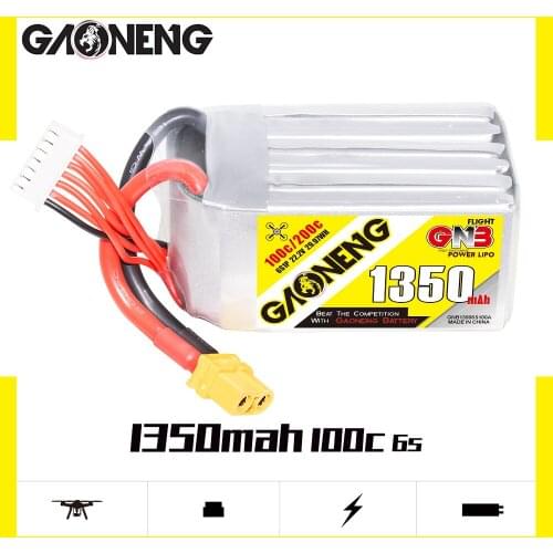 Newest Gaoneng GNB 1350mAh 22.2V 100C Lipo Battery with XT60 Plug for FPV Racing Drone Quadcopter Helicopter Aircraft Car Parts