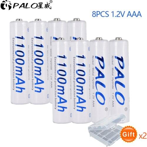PALO 8pcs/set High Quality 1.2V AAA 3A 1100mAh Ni-MH AAA Rechargeable Battery for RC Toys Camera White Battery