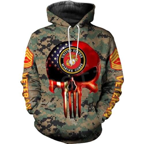 Tessffel America Military Marine Policeman Camo Pullover Soldier Army NewFashion Sweatshirt 3DPrint Casual Hoodies Men/Women D-6