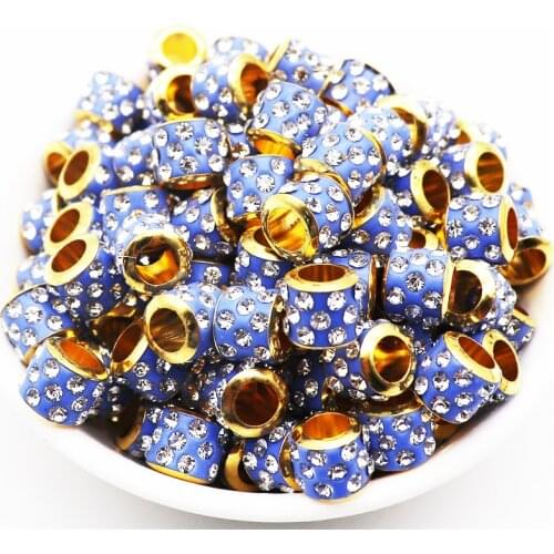 20Pcs Gold 5mm Large Hole Rhinestone Beads Crystal Spacer Charms Fit Pandora Bracelet Necklaces Earrings for DIY Jewelry Making