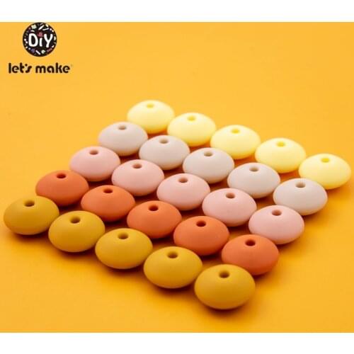 Lets Make 40pcs 15mm Silicone Lentil Beads Baby Teething Beads Abacus DIY Pacifier Chain Food Grade Nursing Necklace Lentils