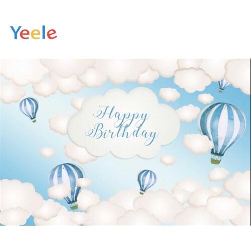 Yeele Blue Sky White Clouds Hot Air Balloon Birthday Photography Background Customized Photographic Backdrops For Photo Studio