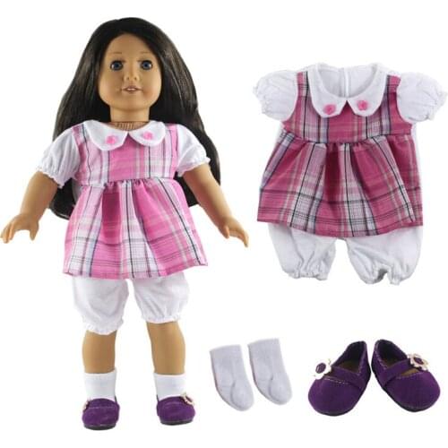 Hot sell! 1 set Leisure handmade dress clothes outfit Princess skirt Jumpsuit for 18"American Doll+Shoes+Socks L19