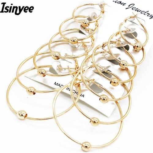 ISINYEE 6 pairs/set Fashion Oversize Big Large Circle Hoops Earrings Sets For Women Party Punk Style Round Jewelry