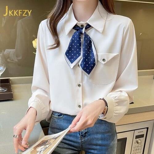 Блузки с галстуком JKKFZY China At AliExpress