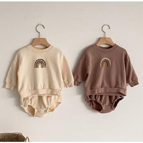 New 2020 Autumn Infant Baby Boys Girls Long Sleeve Rainbow Top + Shorts Pants Clothing Sets Kids Boy Girl Clothes Suit