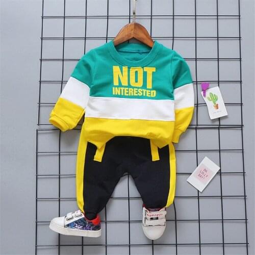 Hot sale cotton 2019 spring Baby Girl Boy Clothing Sets Infant Clothes Suits Casual Sport T Shirt Pants Kid Child Clothes Suits