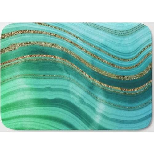 HOT Bathroom Rugs Ocean Blue And Green Bath Mat Flannel Absorbent Non Slip Doormat for Entrance Door Bath Mats Bathroom