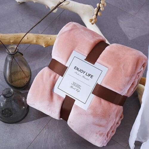35 Pink Coral Fleece Blanket Soft Warmer Thicken Flannel Blanket on the Bed 380GSM Plaid for the Sofa Flannel Coverlet