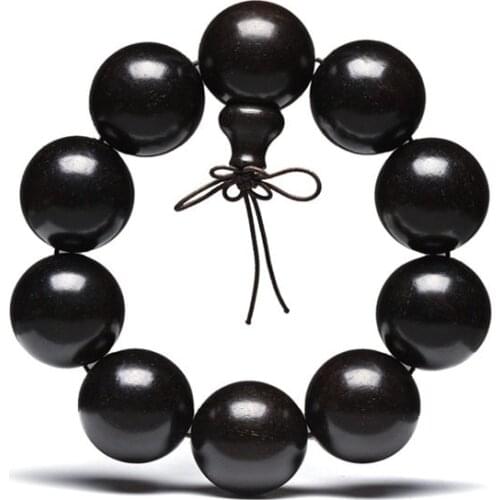 Nautral Ebony Bracelet for Big Man Buddhist Black Sandalwood Hand Mala 25mm 30mm BRO799