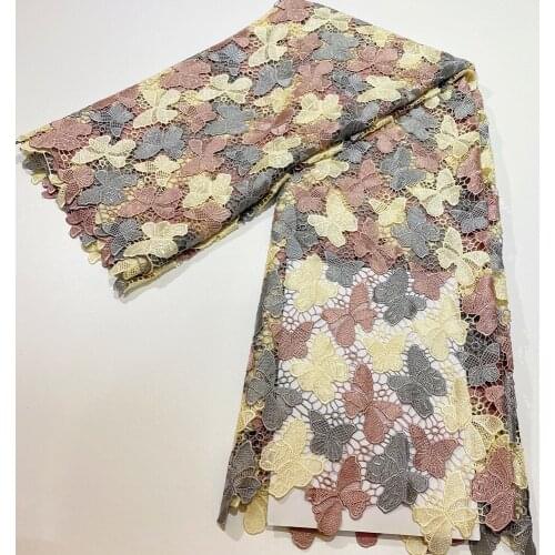 New Style Nigerian Lace Fabric 2021 High Quality Lace Water Soluble Embroidered Fashion Soft Lace Fabric 5 Yards