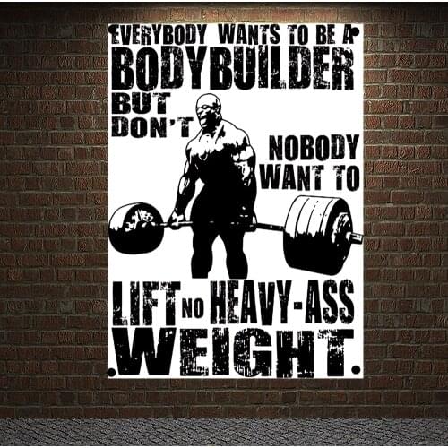 LIFT NO HEAVY ASS WEIGHT Motivational Workout Posters Wall Chart Exercise Bodybuilding Banners Flags Wall Hanging Gym Decoration