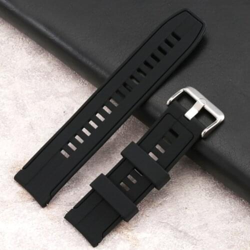 20mm Black Silicone Watch Band High Quality Mens Silica Gel Strap Classic Women Watches Straps 17 Holes Adjustable Length Bands