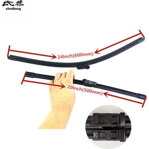 Free shipping 2pcs/lot SG-007 Wiper blades for 2009-2016 AUDI A4 24"+20" fit push button type wiper arms only