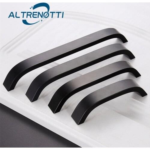 Cabinet Furniture Aluminum Handle Wardrobe Cupboard Kitchen Modern Simple Black Silver Door Pull Drawer Closet Knob Hardware