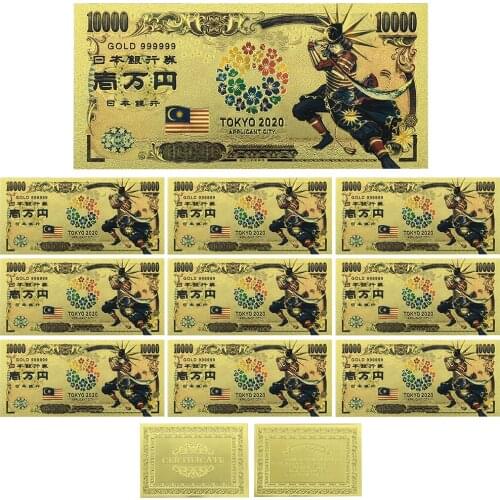Tokyo World Flags Japan Card Malaysia Gold Banknote Souvenir Gold Plastic Cards for Collection Drop Shippong