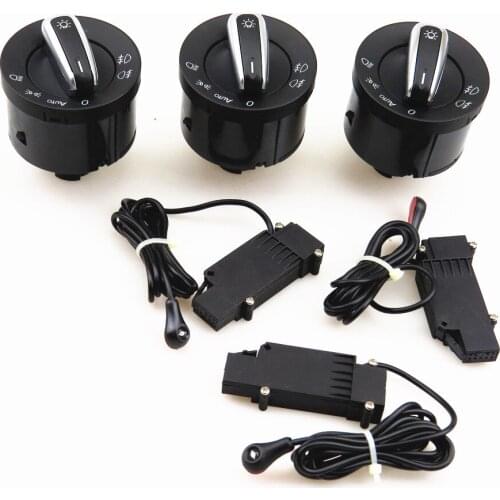 TUKE 3 Kit Auto Headlight Chrome Switch & Control Sensor Module For VW Caddy Tiguan Touran Jetta Golf 5 Passat b6 5ND 941 431 B