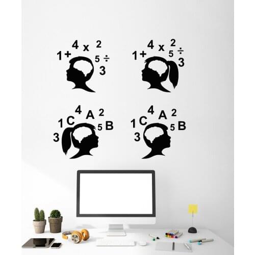 Vinyl math wall decals school classroom wall art decoration kids brain thinking math symbol stickers home decoration murals sx05