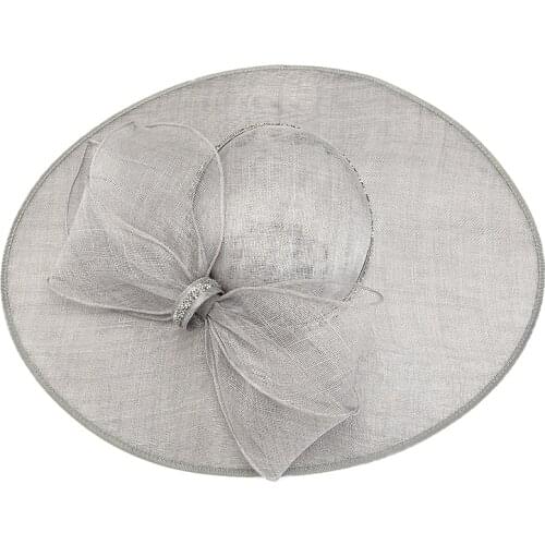 Fedoras Linen Womens Hat Gray Fascinator For Women Elegant Church Wedding Wide Brim Hat Cocktail Tea Party Hair Clip Hats Girls