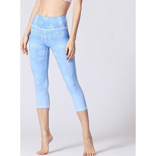 Women Print High Waist Yoga Pants 3/4 Sport Fitness Leggings Push Up Elastic Slim Pants Femme Workout Yoga Trousers #G2