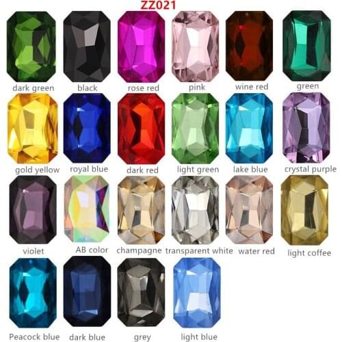 ZZ021 rhinestones18x25mm colorful Pointback crystal octagonal drill 50PCS/pack fashion jewelry diamond glue on clothes bag shoes