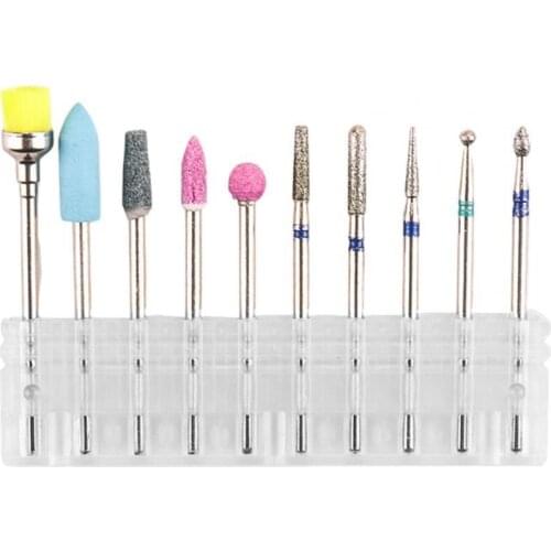 10Pcs/Set Manicure Polisher Heads DIY Nail Art Tool Kits Tungsten Steel Nail Drill Bites Set Nail Box Polishing Head