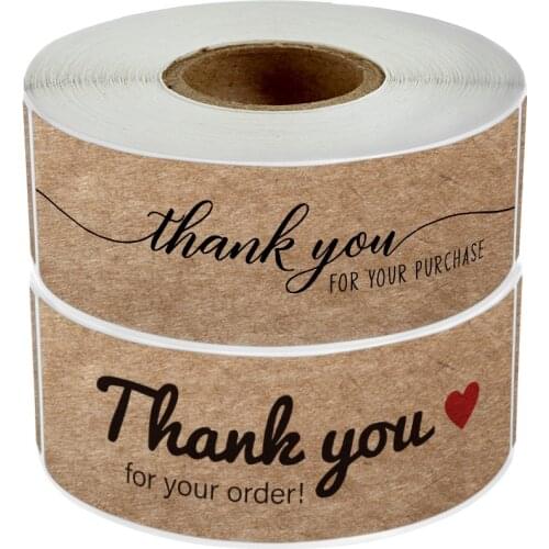 120pcs/roll 2.5*7.5cm Rectangle Craft Thank You Stickers Handmade Sticker Seal Labels Thank You for Your Order