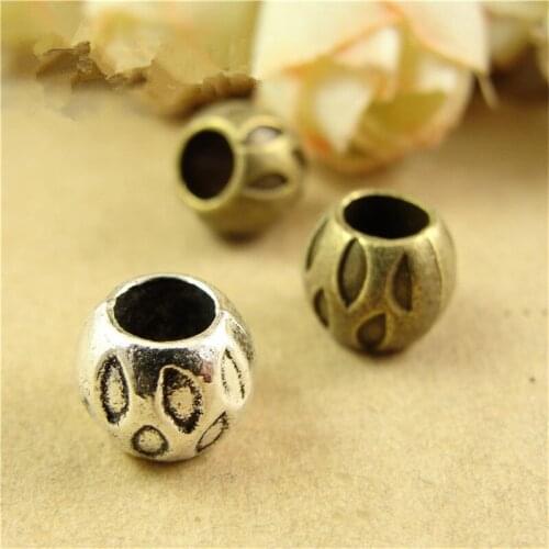 200Pcs/lot Oval Alloy Beads Big Hole Loose Beads for Jewelry Making