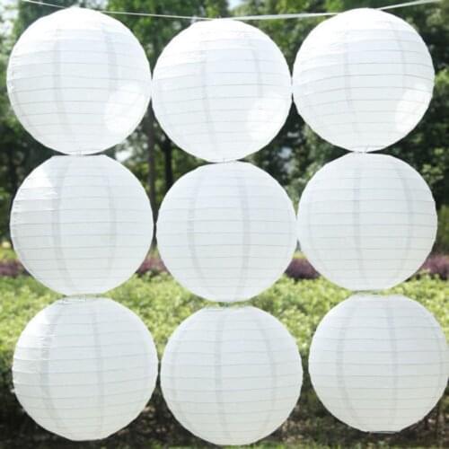2017 10pcs/lot 20/30 cm White Round Paper Lanterns Hanging Chinese Wedding Party Paper Lanterns Ball Decoration
