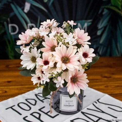 25heads/1bundle Silk daisy Bride bouquet for Christmas home wedding new Year decoration fake plants artificial daisy silk flower
