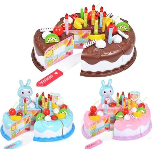 37pc DIY pretend to cut fruits and cut and cut birthday toys, kitchen toys, cakes, food, childrens plastic puzzle baby gifts