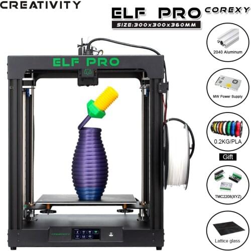 Creativity 3d printer CoreXY ELF PRO Newest 2040 Profile MeanWell Power Supply Super Silent Drive TMC2208 Large Printing Area