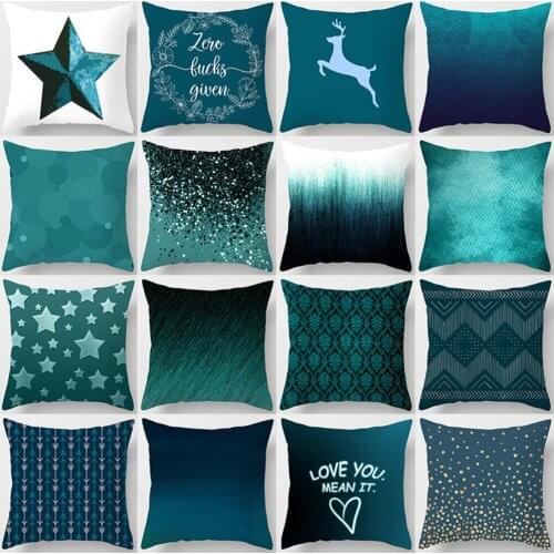45*45cm Teal Blue Pillowcase Ins Style Cushion Case Home Decorative Lumbar Pillow Cover Sofa Car Cushion Cover Decor