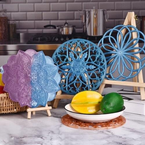 5 Styles Personality Coaster Epoxy Resin Mold Cup Mat Mug Silicone Mould DIY Crafts Ornaments For Home Decorations Casting Tools