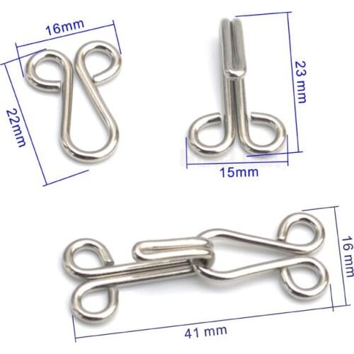 50sets/lot HE-019 big metal brass hook / eye trousers/skirt/jeans pant 2 part hook eyes silver nickle color free shipping