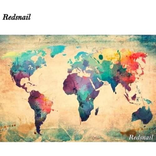 Scenery 5d Diamond Painting Oil Painting World Map full round Drill Rhinestone Cross Stitch Diamond Embroidery Home Decor EE246