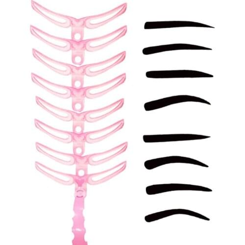 8Pcs Eyebrow Makeup Eyebrow Stencils Mold Shaping Grooming Eye Brow Make Up Model Template Reusable Design Eyebrows Styling Tool