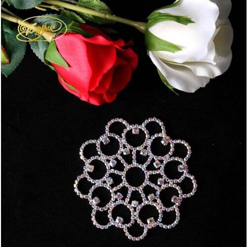 9 * 5cm Silver Flower Shape Zircon Alloy DIY Sewing Decals Wedding Dress Diamond Crafts